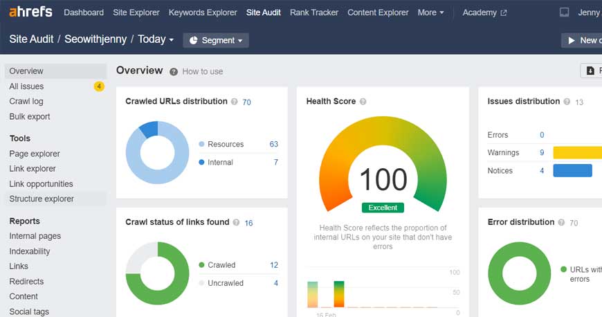 Ahrefs Site Audit 